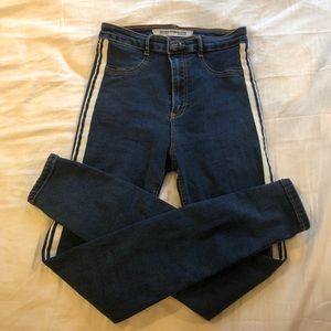 Zara White Side Stripe High Waist Skinny Jeans